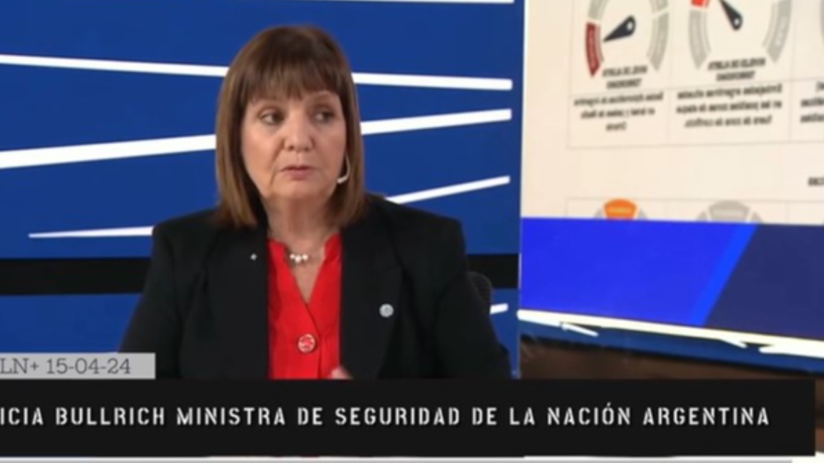 Ministra de Seguridad de Argentina, Patricia Bullrich. Foto: Captura