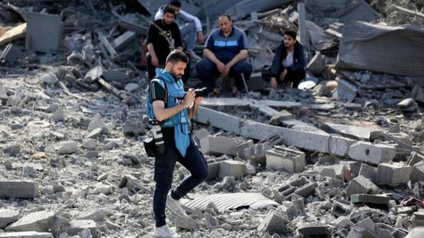 Periodistas durante el conflicto en la Franja de Gaza.