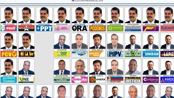 Tarjetón con las candidaturas para las elecciones presidenciales de Venezuela. Foto: CONSEJO NACIONAL ELECTORAL DE VENEZUELA