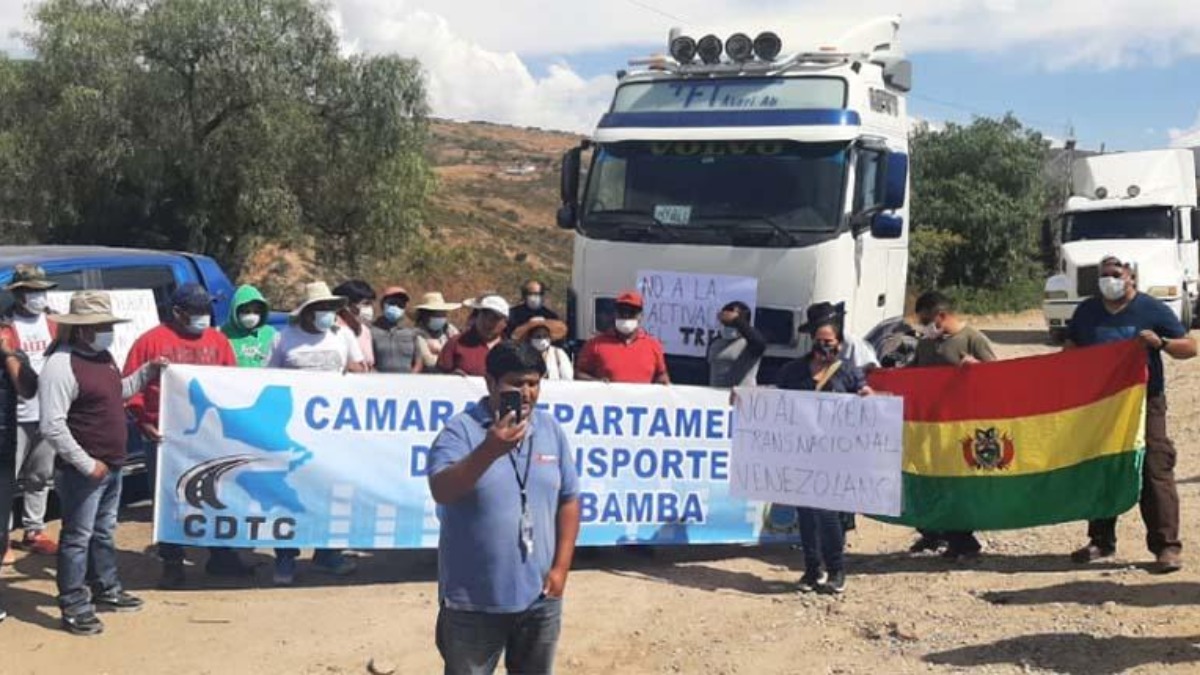 Bloqueo del transporte pesado de Cochabamba. Foto: Los Tiempos