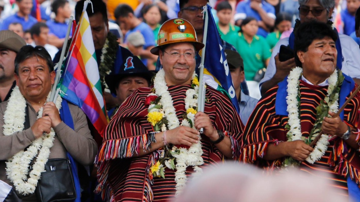 David Choquehuanca, Luis Arce y Evo Morales. Foto: Internet