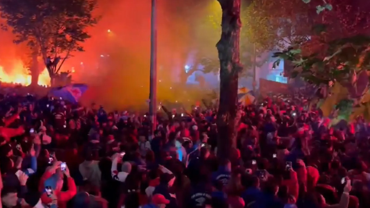 Festejos de los hinchas de Club Nacional de Football.