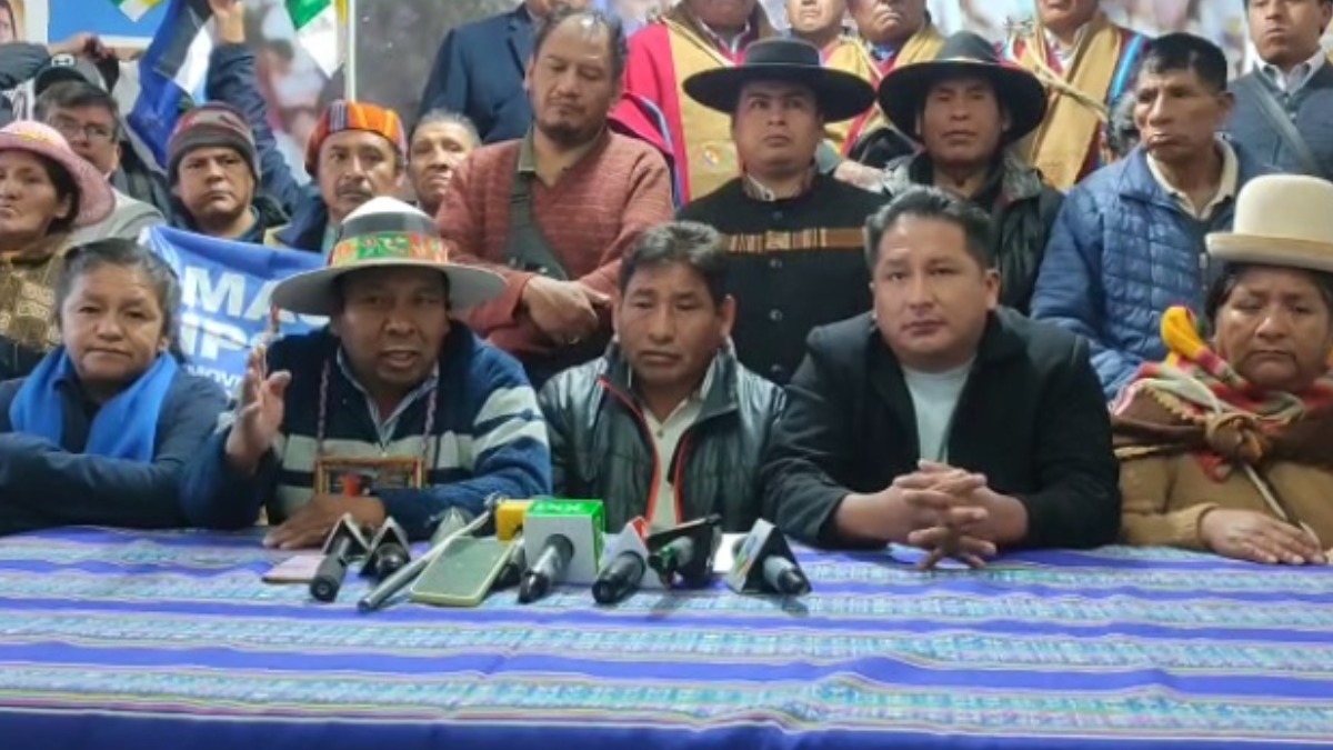 Los dirigentes del Pacto de Unidad evista. Foto: captura