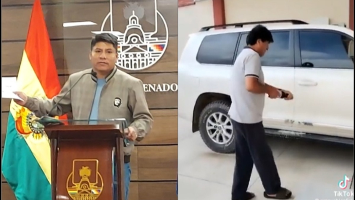 Morales se molestó en 2023 cuando de preguntaron por qué maneja una movilidad valuada en $us 160.000. Foto: Internet