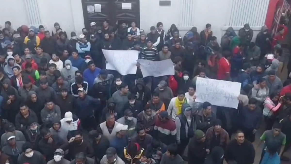 Internos del penal de San Pedro en una protesta por amnistía e indulto. Foto: ANF