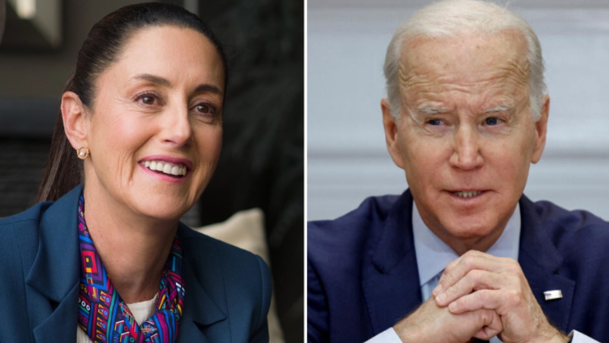 La candidata oficialista Claudia Sheinbaum y el presidente de Estados Unidos, Joe Biden.