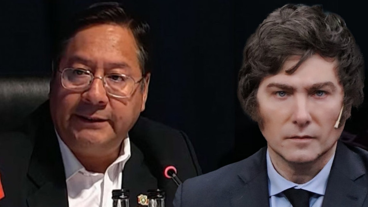 Presidente Luis Arce y su par de Argentina, Javier Milei. Foto: composición Opinión