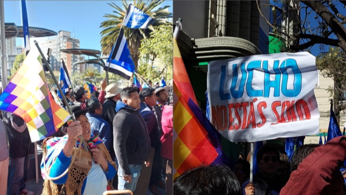 Seguidores de Evo Morales y Luis Arce enfrentados en medio de pugnas internas. Foto: ANF