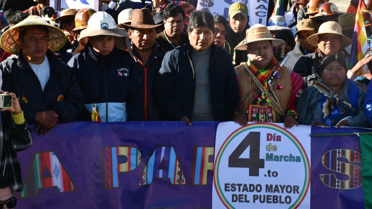 Marcha liderada por Evo Morales. Foto: RKC