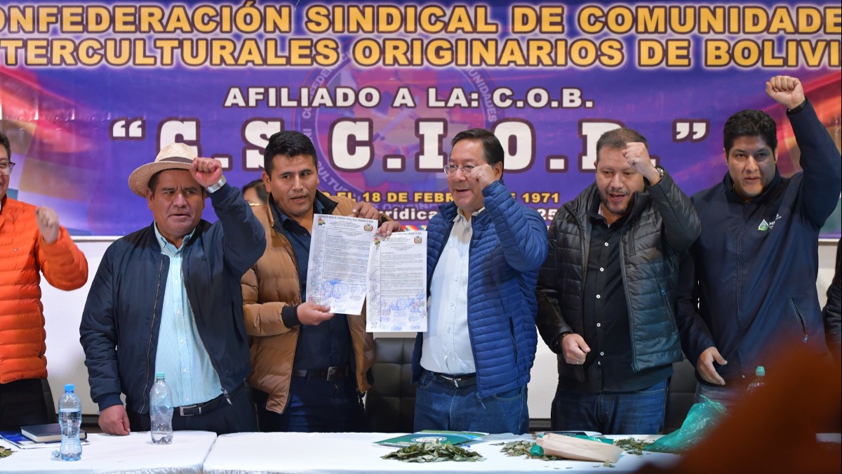 Acto del 10 de enero donde Interculturales pidieron a Luis Arce que ratifique a Lisperguer como ministro
