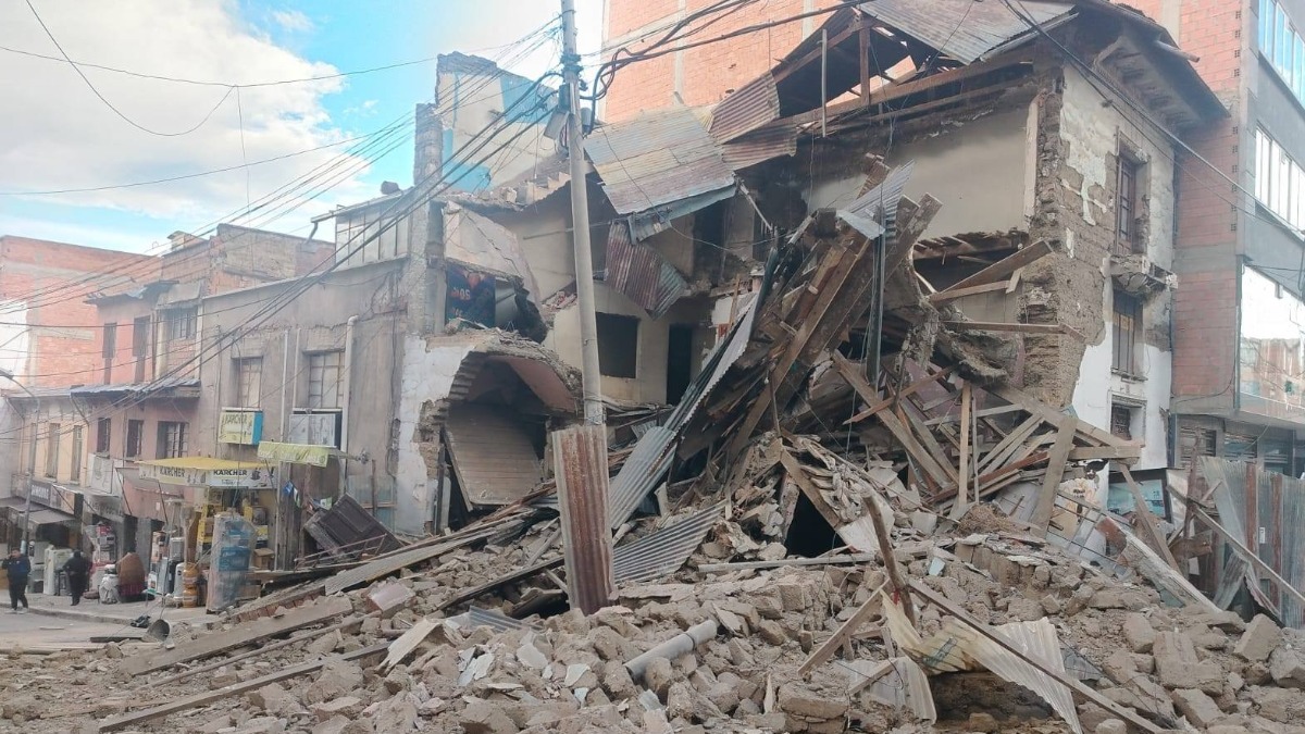 La casa que colapsó en una zona de la ciudad de La Paz. Foto: Alcaldía