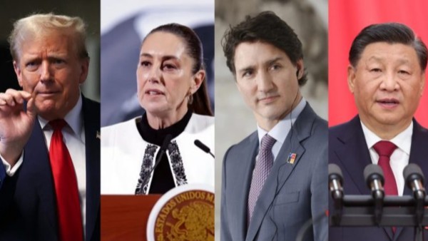 Trump, Sheinbaum, Trudeau, Xi Jinping. Foto: Agencia UNO