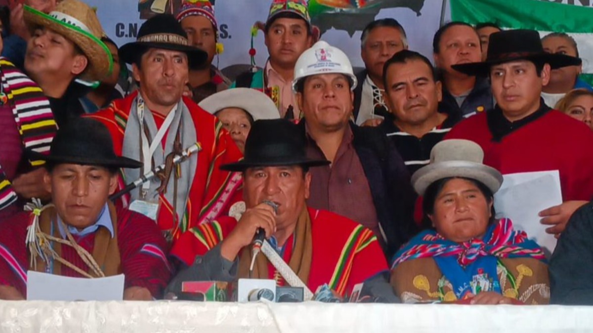 Dirigentes de organizaciones sociales que respaldan al gobierno de Luis Arce. Foto: Internet