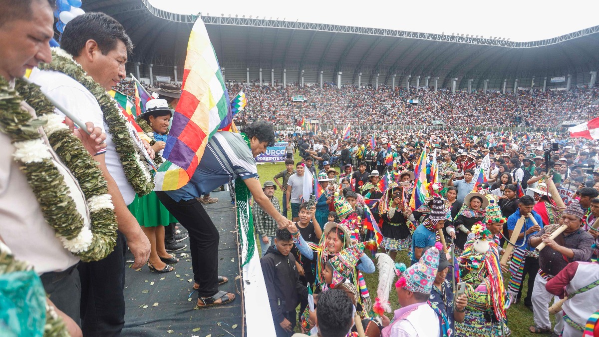 Evo Morales en su congreso en Villa Tunari.