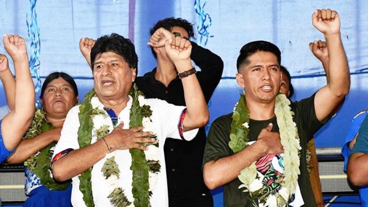 Evo Morales y Andrónico Rodríguez. Foto. Radio Soberanía