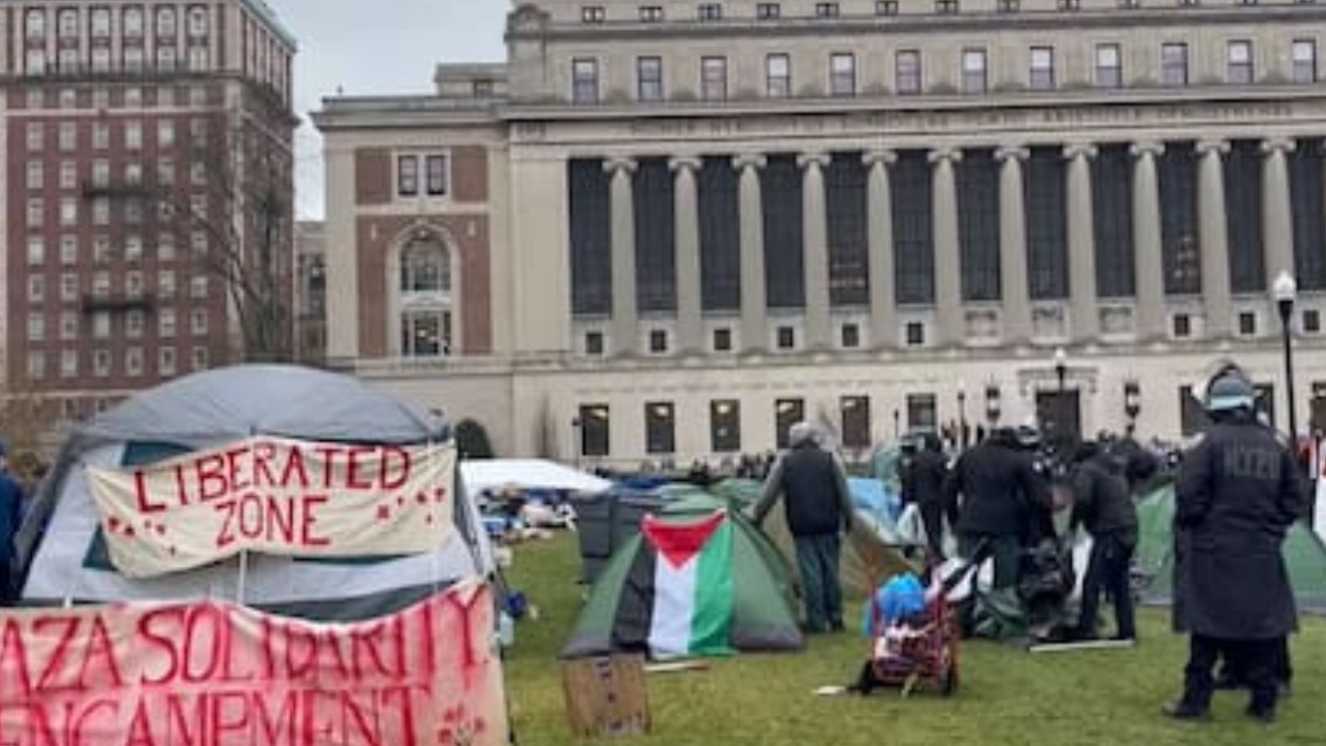 Un campamento en apoyo a Palestina en EEUU.