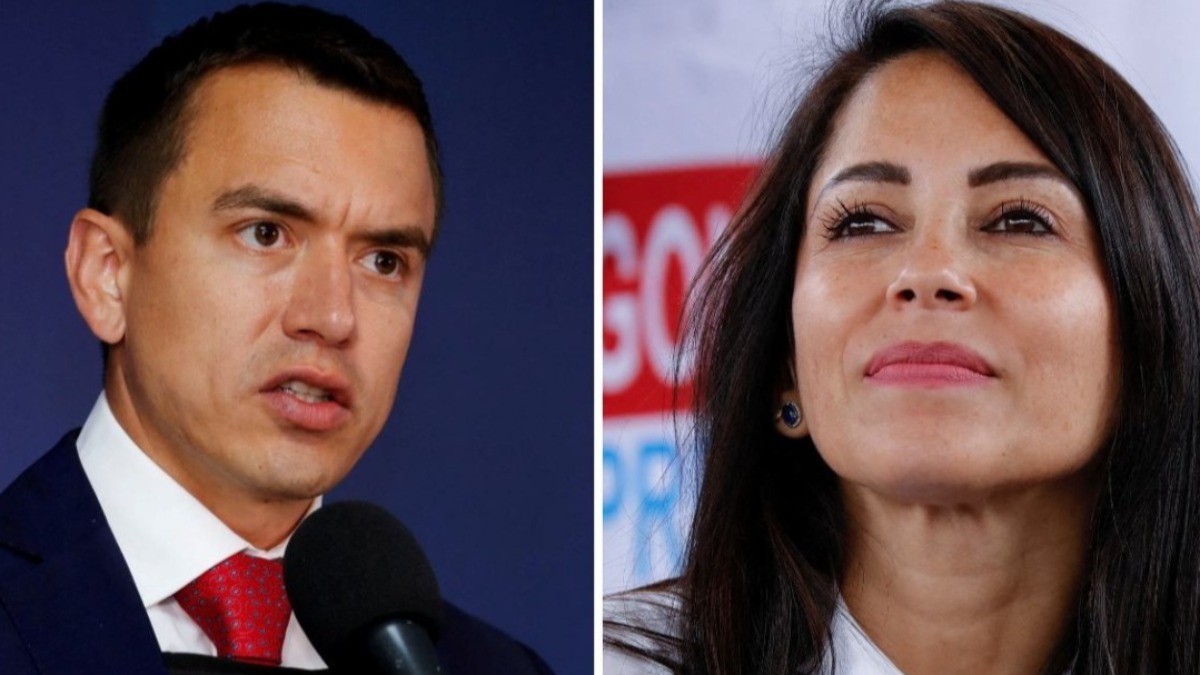 El presidente de Ecuador, Daniel Noboa, y la candidata Luisa González.