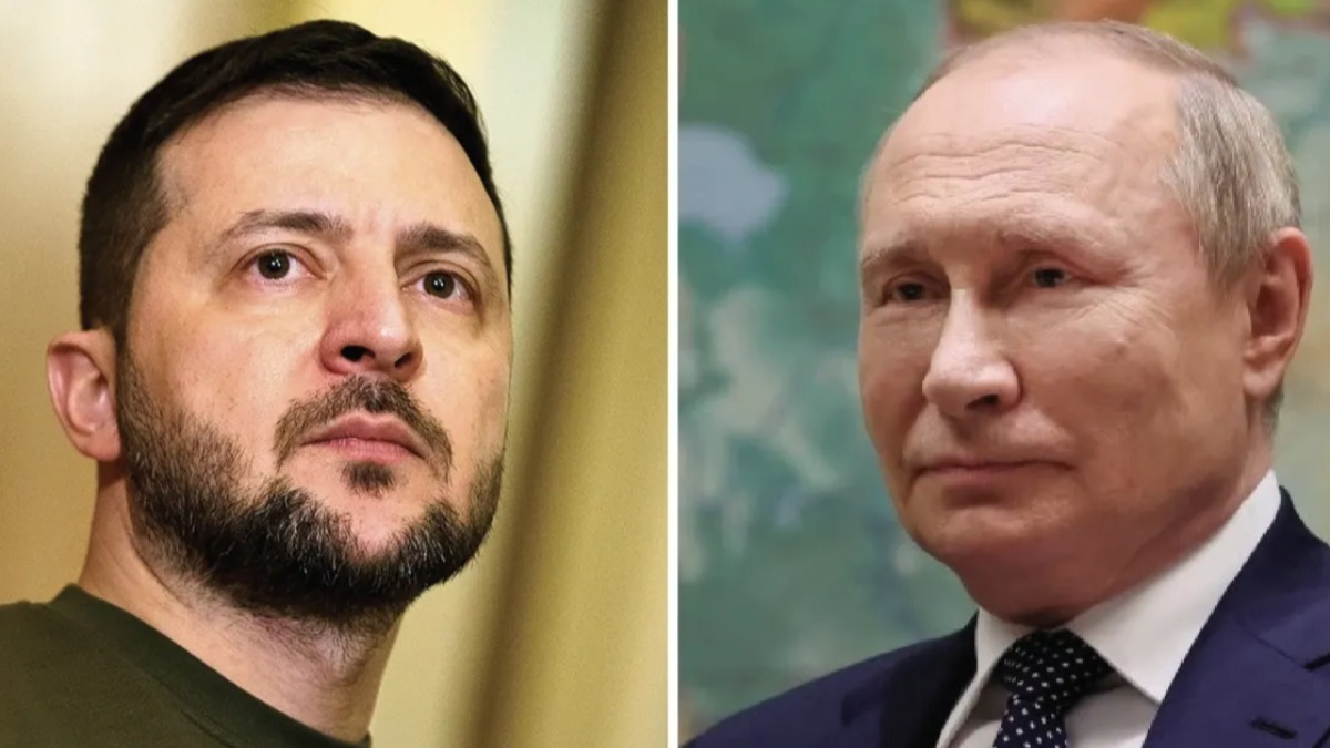 El presidente de Ucrania, Volodimir Zelesky, y su homólogo ruso, Vladimir Putin.