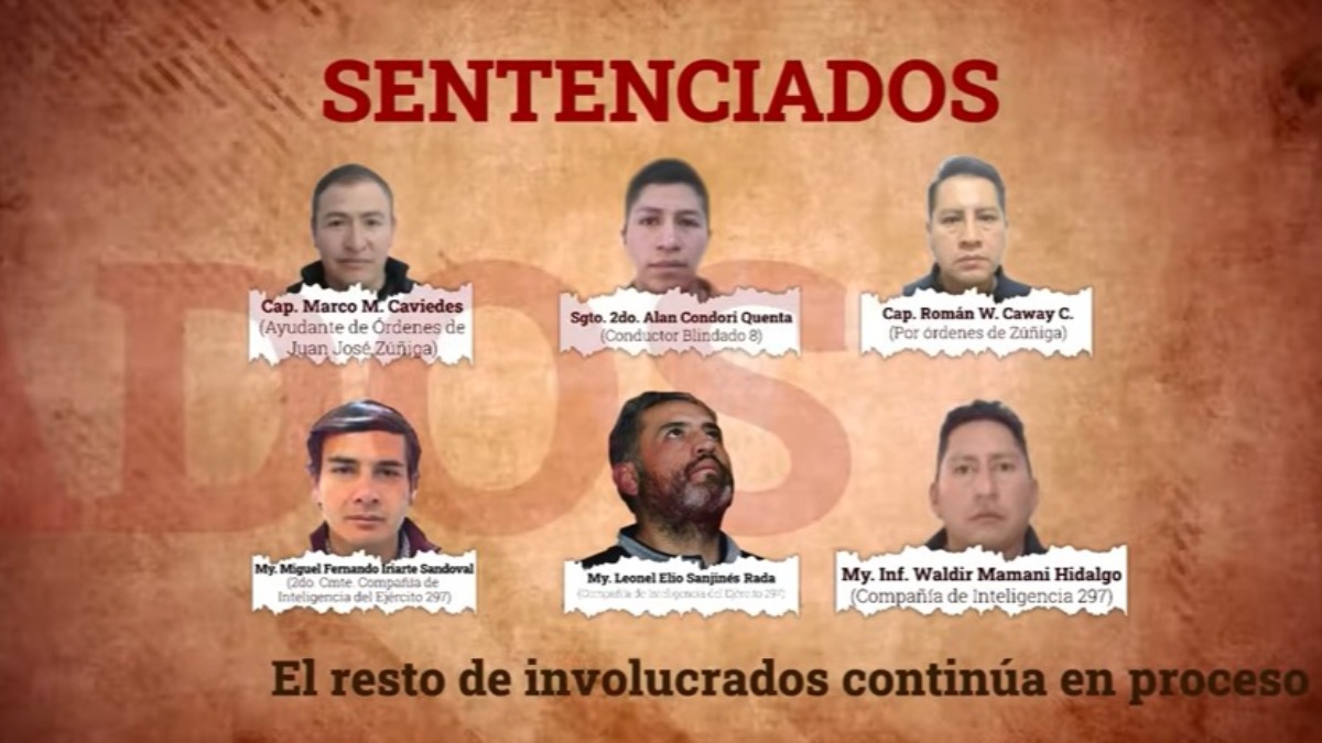 Lista de sentenciados que presentó el Ministerio de Gobierno. Foto: Captura