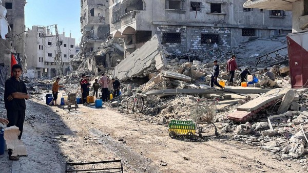 Una de las calles destruidas de la Franja de Gaza.