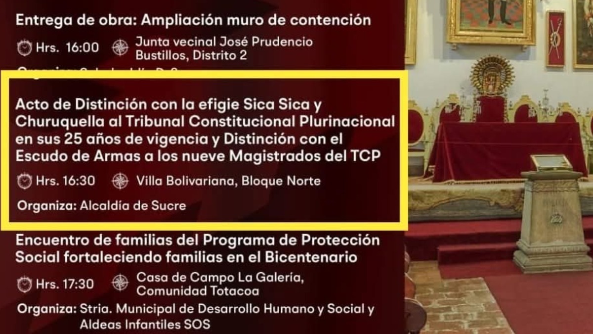 El programa de los actos por el 25 de mayo. Foto: Loyola Fides Sucre