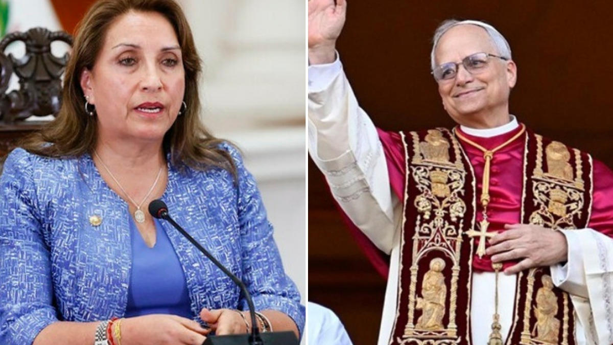 La presidenta de Perú y el Papa León XIV.