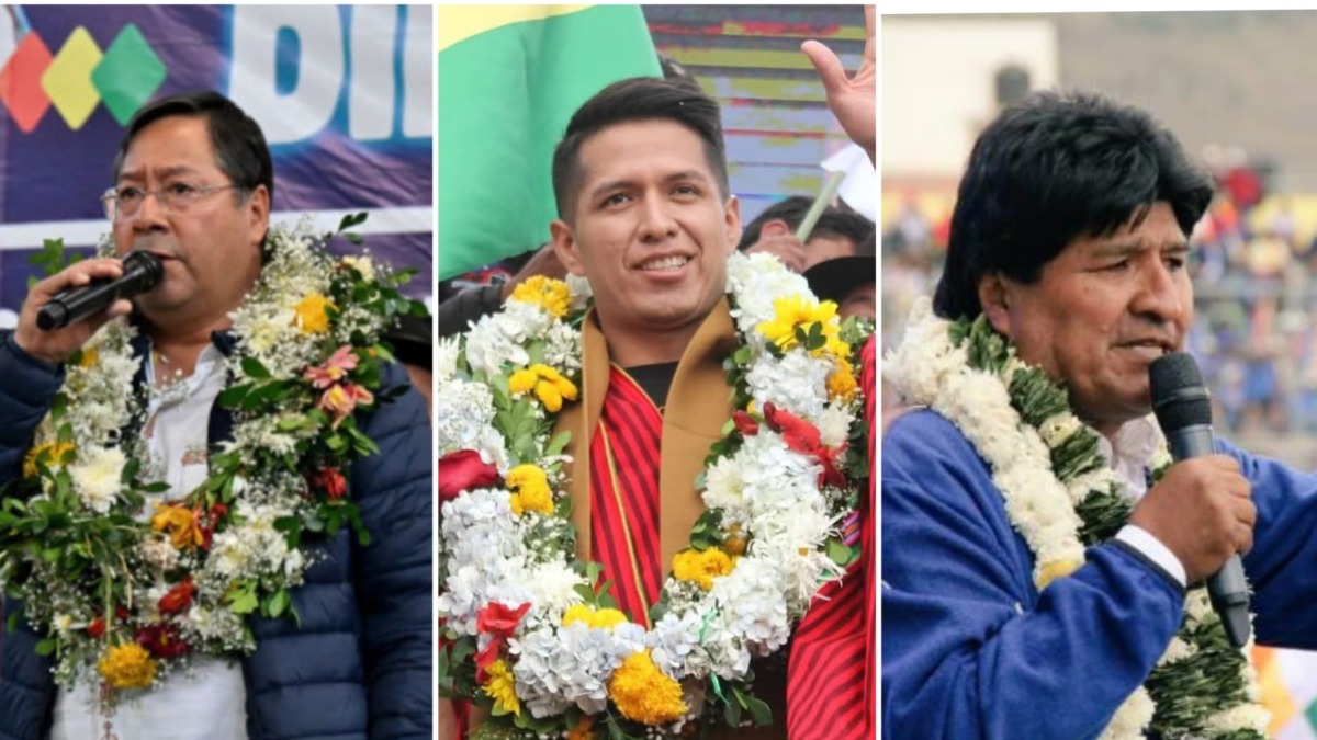 Luis Arce, Andrónico Rodríguez y Evo Morales. Foto composición: ANF