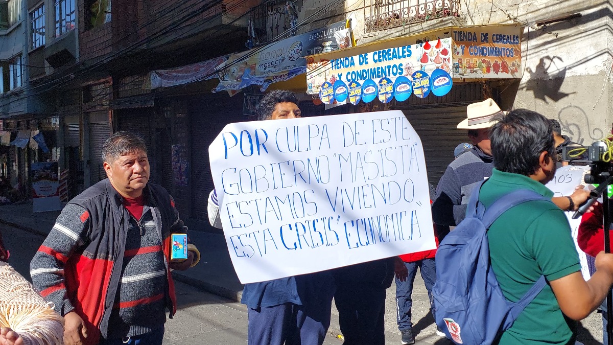 Protesta en la calle Gallardo de La Paz. Foto: ANF
