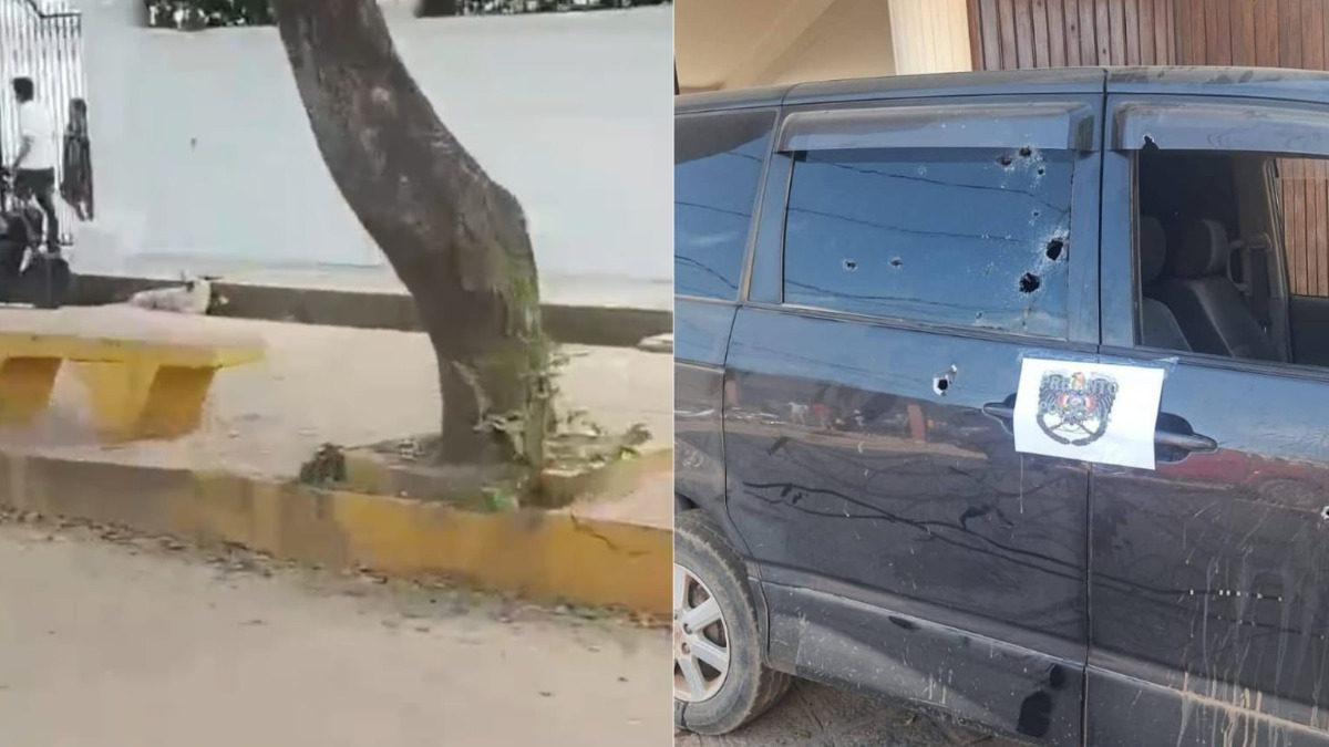 La víctima quedó tendida en el piso tras el ataque. Foto: Captura