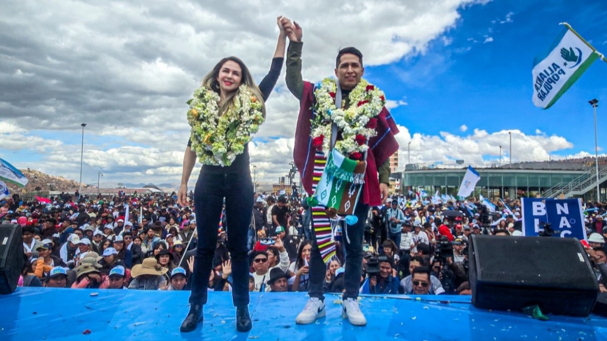 Mariana Prado y Andrónico Rodríguez, candidatos de AP. Foto: Andrónico Rodríguez