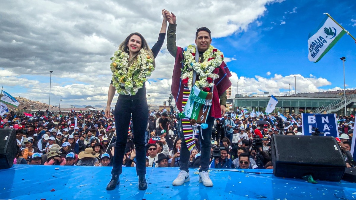 Mariana Prado y Andrónico Rodríguez, el binomio presidencial de Alianza Popular. Foto: Andrónico Rodríguez