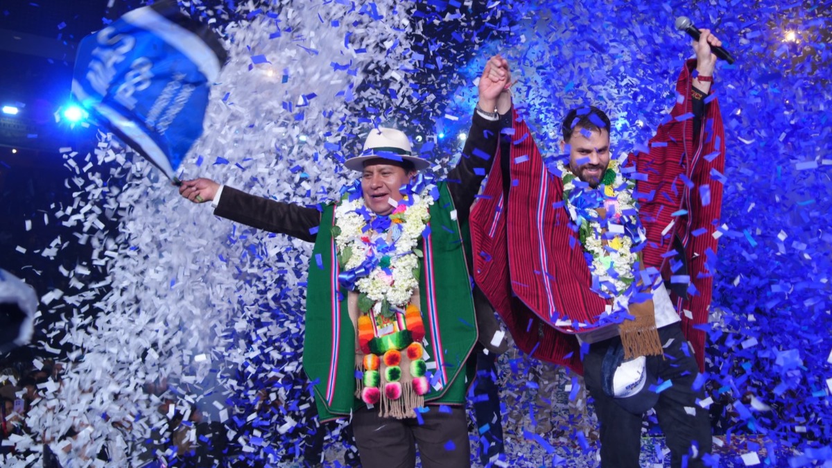 Milán Berna y Eduardo Del Castillo, candidatos a vicepresidente y presidente de Bolivia por el MAS.