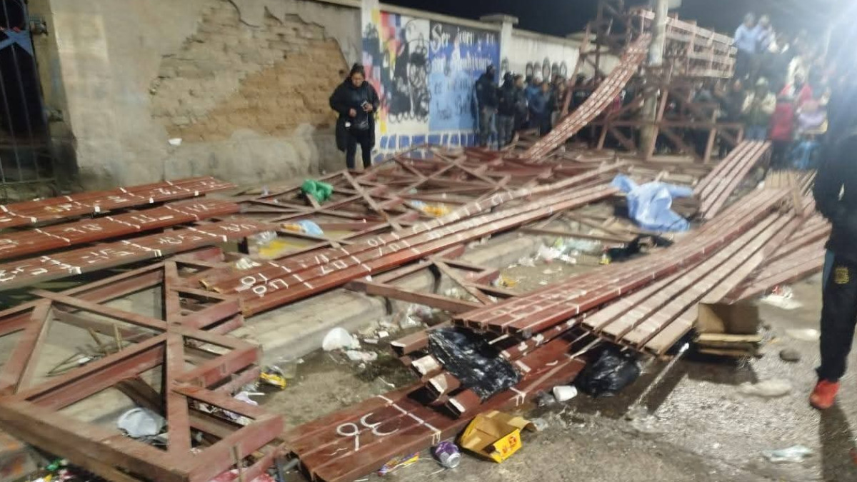 Así quedó el módulo de gradería. Foto: Radio Mix Potosí