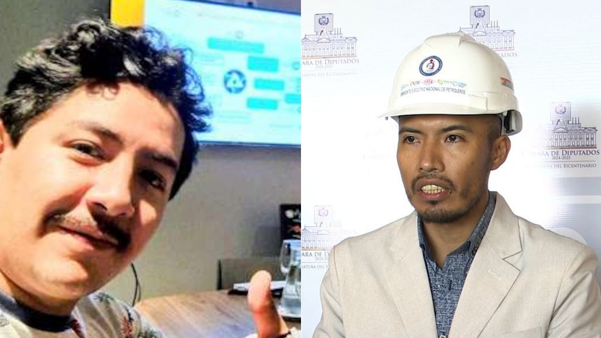 Marcelo Arce y el dirigente petrolero Ludwing Sánchez, quien presentó la denuncia contra el hijo del mandatario. Foto: Internet