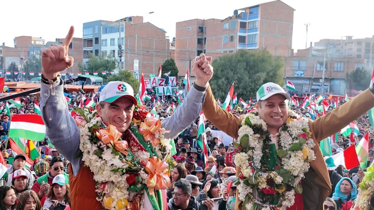 Edman Lara en campaña junto a Rodrigo Paz. Foto: PDC