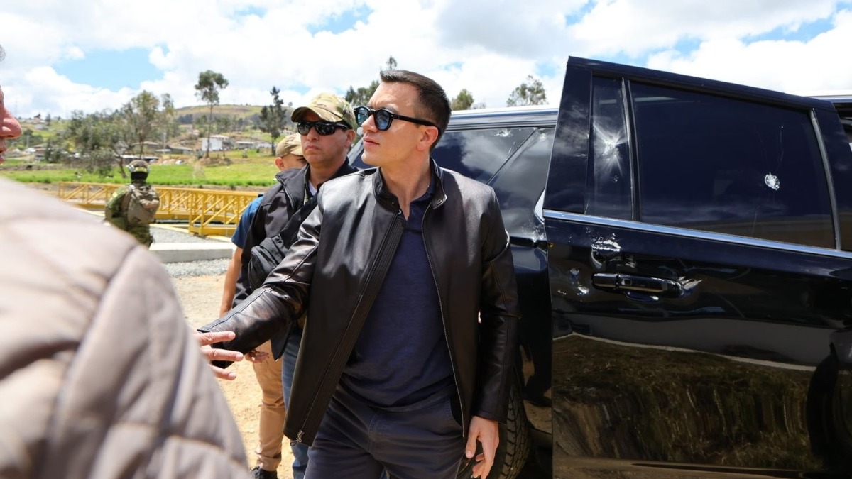 El presidente de Ecuador, Daniel Noboa, tras un ataque al convoy presidencial.   Foto: PRESIDENCIA DE ECUADOR EN X