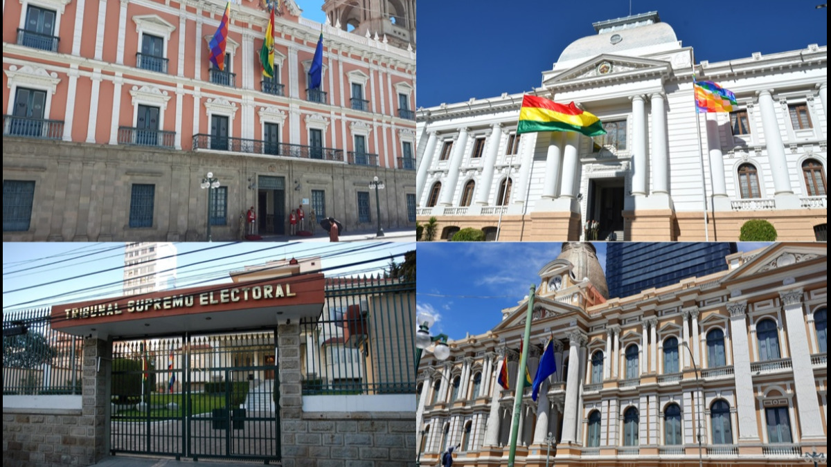 Fachadas de los edificios de los cuatro órganos del Estado. Foto: composición ANF