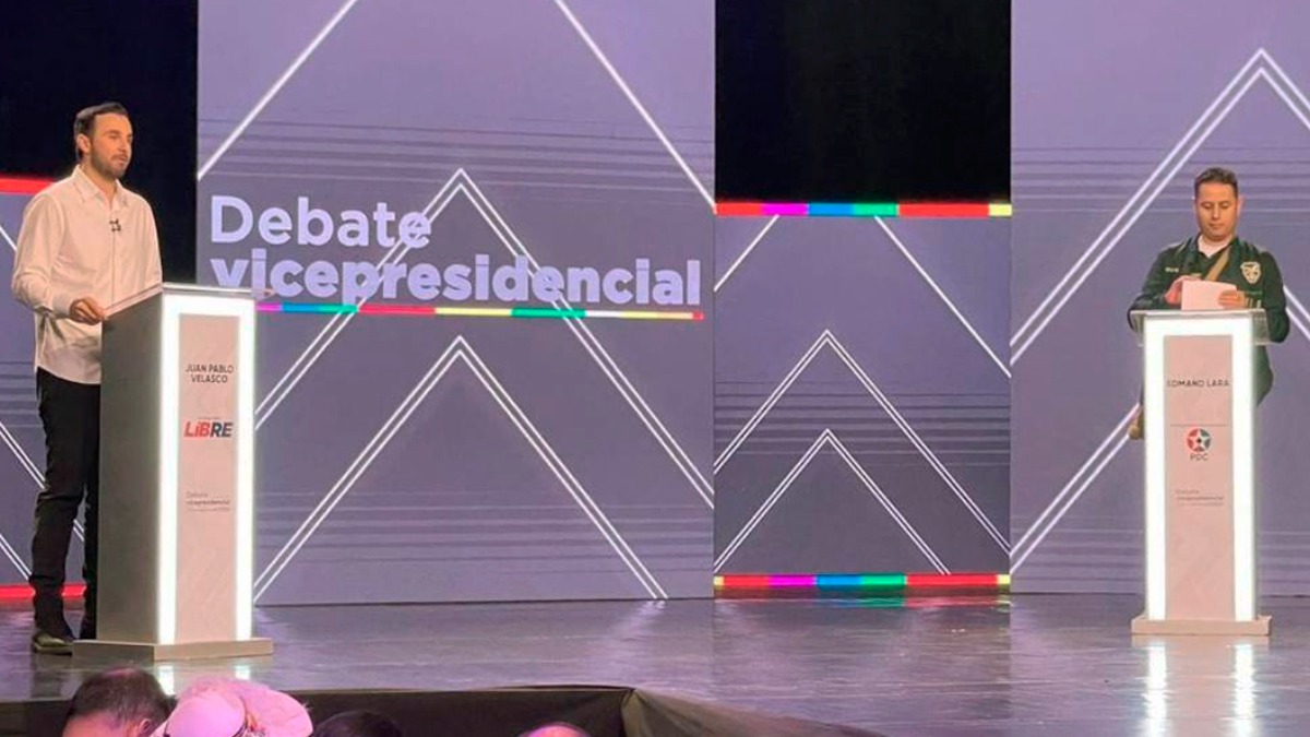 JP Velasco y Edman Lara en el Debate vicepresidencial. Foto: RRSS