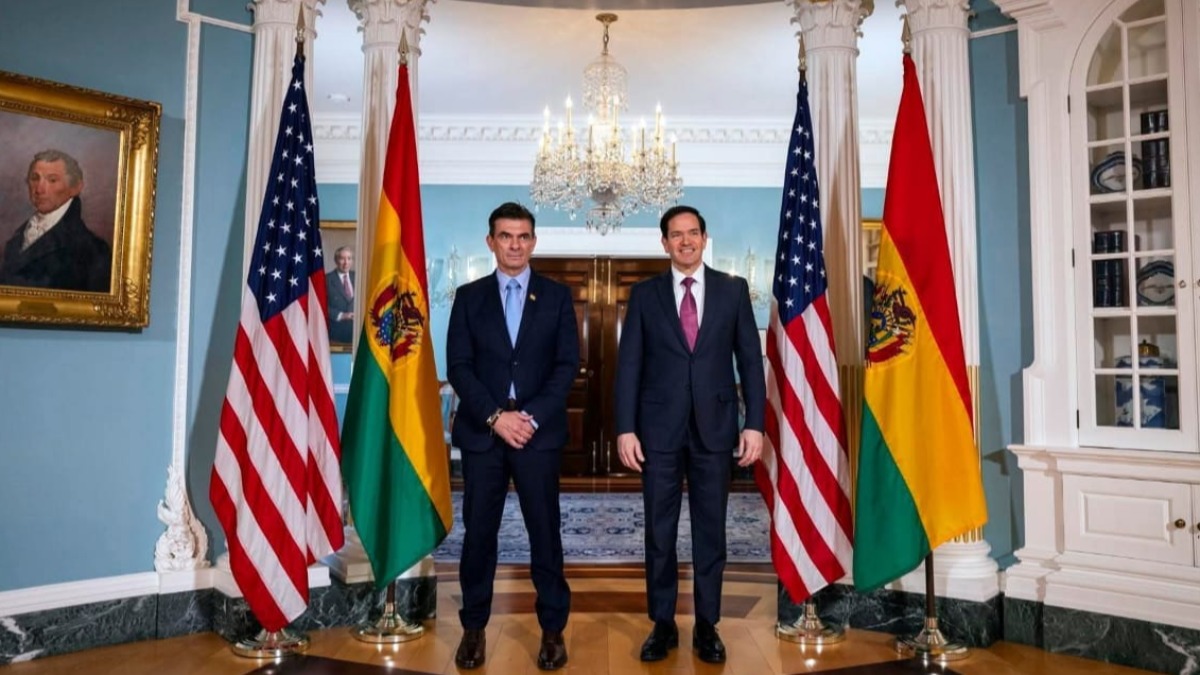 Rodrigo Paz, presidente electo Bolivia, y Marco Rubio, secretario de Estado de EEUU. Foto: