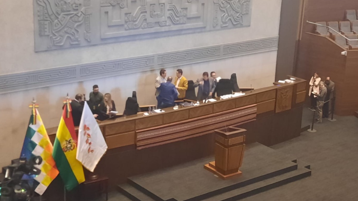 La Directiva de la ALP cuando se declaró el segundo cuarto intermedio. Foto: ANF