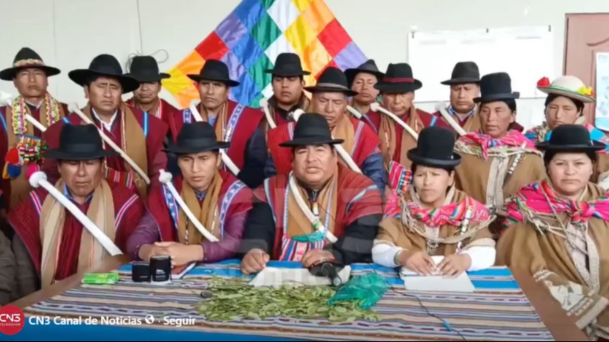 Dirigencia de la Federación de Trabajadores campesinos Tupac Katari. Foto: Captura