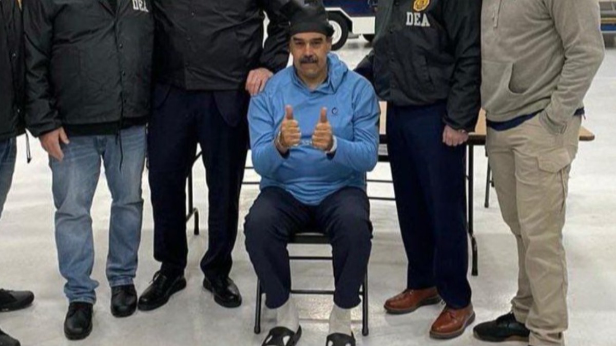 Nicolás Maduro tras su captura en Caracas, Venezuela.