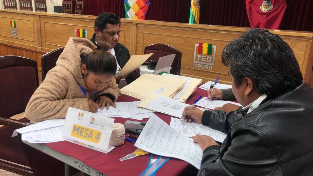 Registro de candidatos en Oruro. Foto: TED Oruro