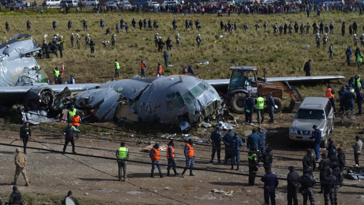 La aeronave derrapó casi un kilómetro y quedó destrozado. Foto: ANF