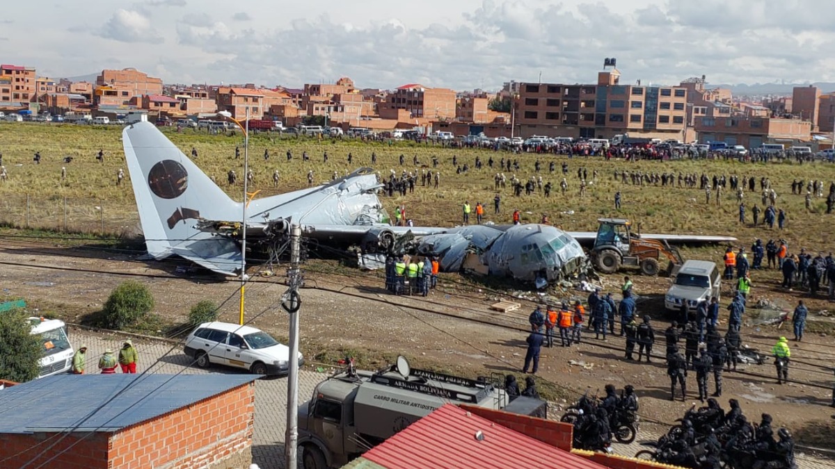 La aeronave militar siniestrada. Foto: ANF