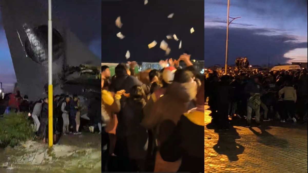 La gente ingresó al aeropuerto a recoger dinero. Foto: Captura