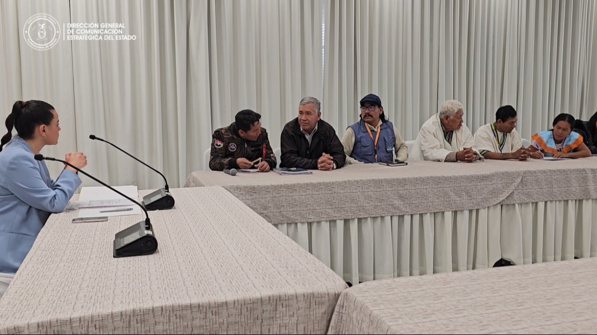 Reunión de la delegación de indígenas del TIPNIS y autoridades de Gobierno. Foto: Captura