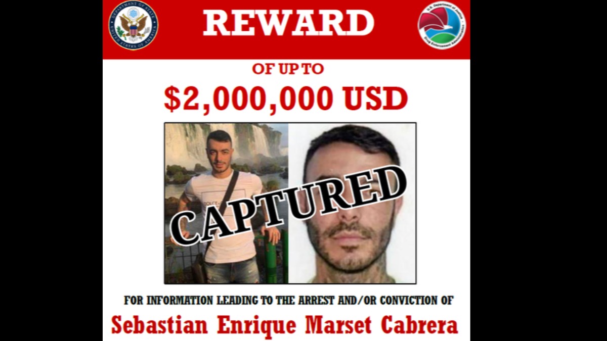 EE.UU. ofrecía recompensa de hasta $us 2 millones por información que lleve a la captura de Sebastián Marset. Foto: RRSS