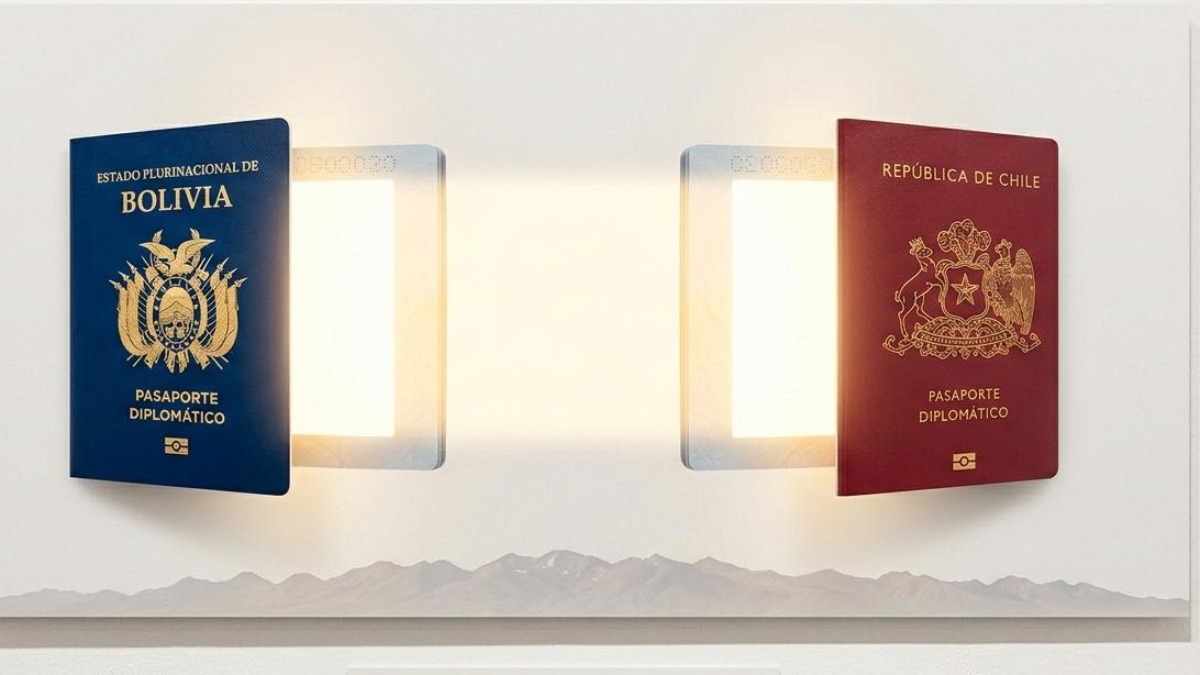 Los pasaportes diplomáticos de Bolivia y Chile. Foto: Cancillería.
