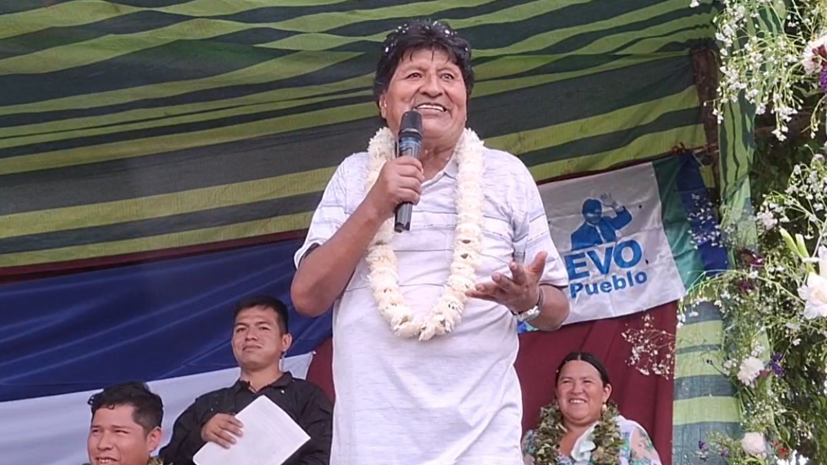 El expresidente Evo Morales participa en un acto político en el Trópico de Cochabamba. Captura de video